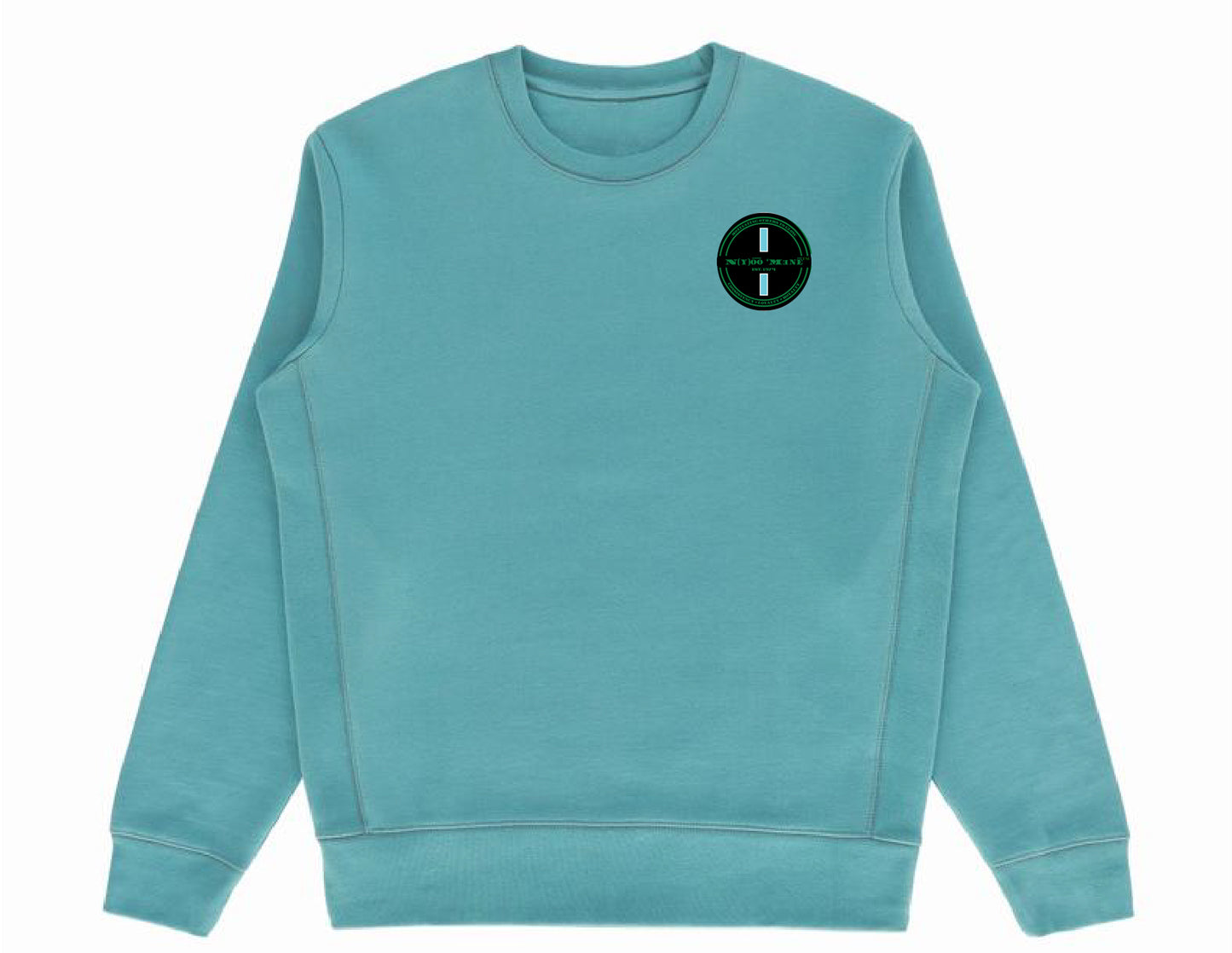 Organic Crewneck - Blue Strip Patch