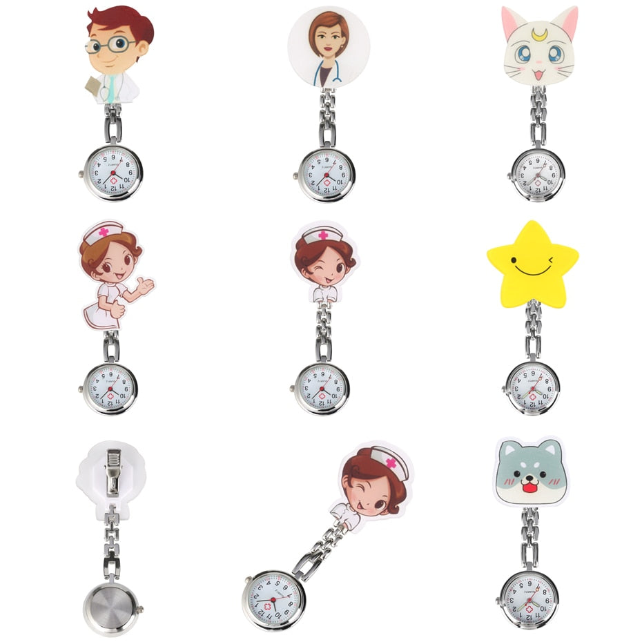 Lovely Cartoon Clip Pendant Pocket Watch for Nurse Doctor Clock Gifts Medical Clock Men Women