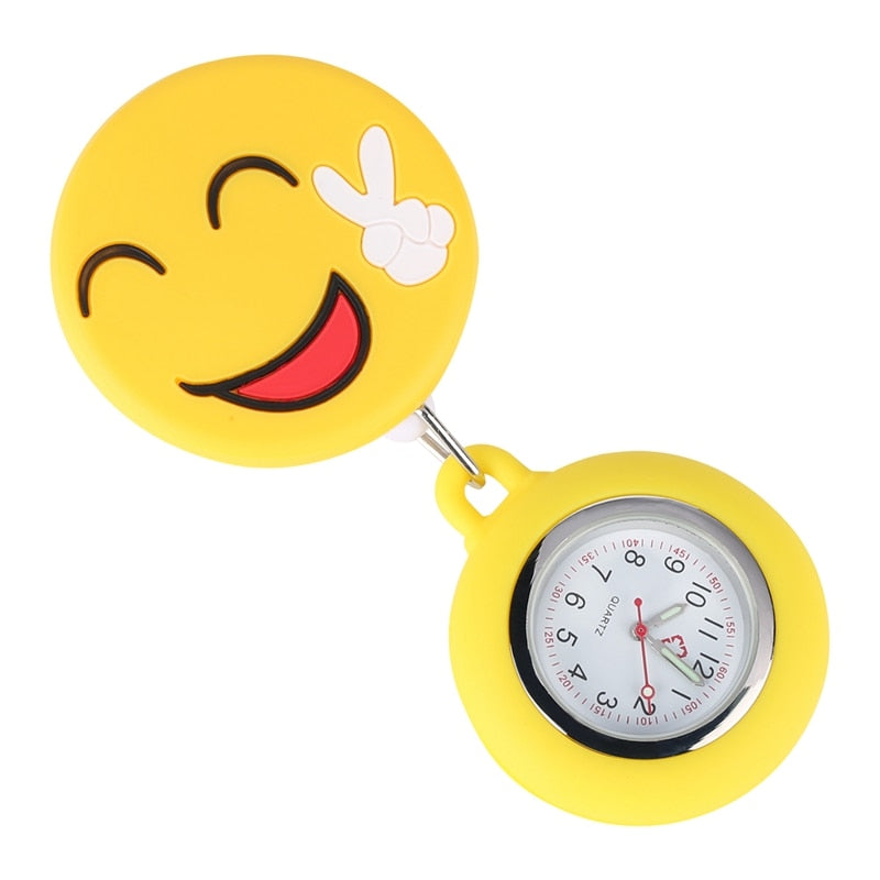 Smiling Clip-On Fob Brooch Pendant Hanging Quartz Pocket Adjustable Watch For Medical Doctor Nurse Watches