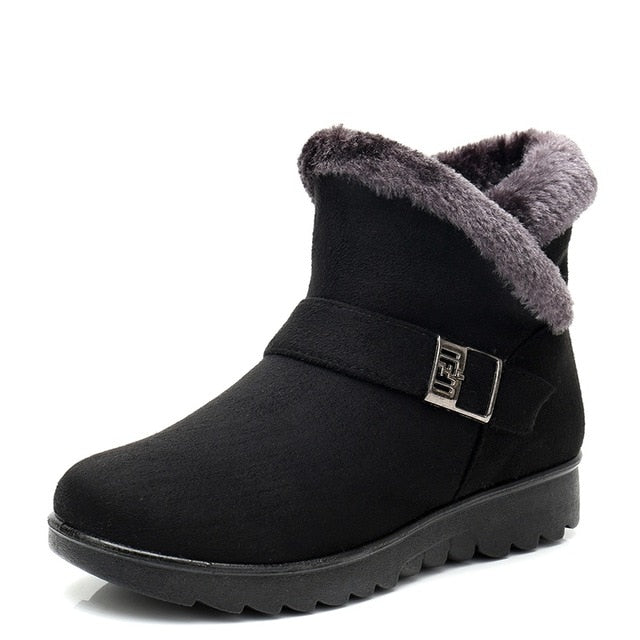 Women Warm Short Fur Plush Winter Ankle Boots Plus Size Platform Suede Zip Comfort