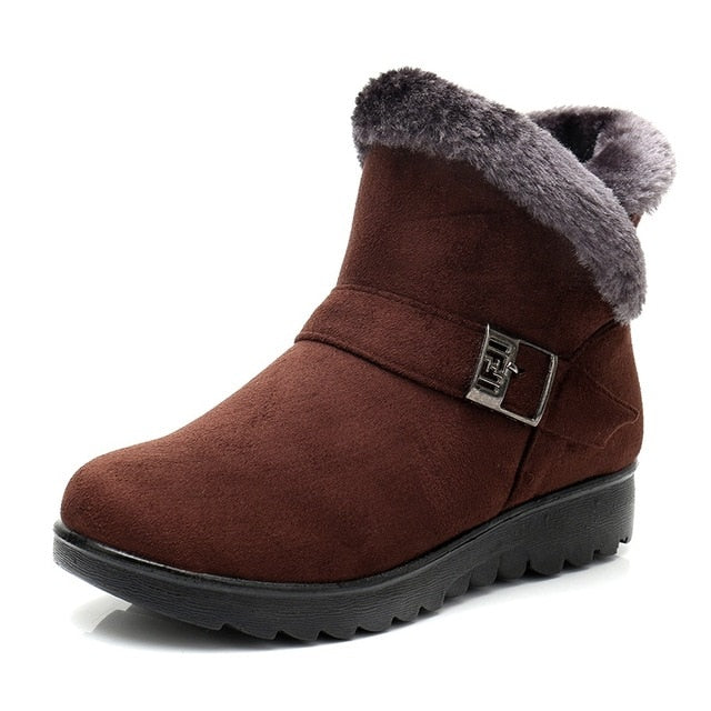 Women Warm Short Fur Plush Winter Ankle Boots Plus Size Platform Suede Zip Comfort
