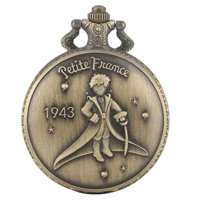 “Classic” The Little Prince Movie Planet Blue Bronze Vintage Quartz Pocket FOB Watch Popular Gifts for Boys Girls Kids