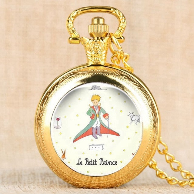 “Classic” The Little Prince Movie Planet Blue Bronze Vintage Quartz Pocket FOB Watch Popular Gifts for Boys Girls Kids