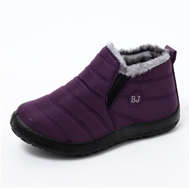 Ultralight Women Winter Waterproof Ankle Snow Boots Botas Mujer Boots Slip-On Flat Casual Shoes Plush Footwear
