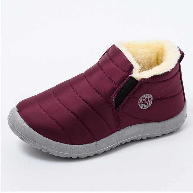 Ultralight Women Winter Waterproof Ankle Snow Boots Botas Mujer Boots Slip-On Flat Casual Shoes Plush Footwear