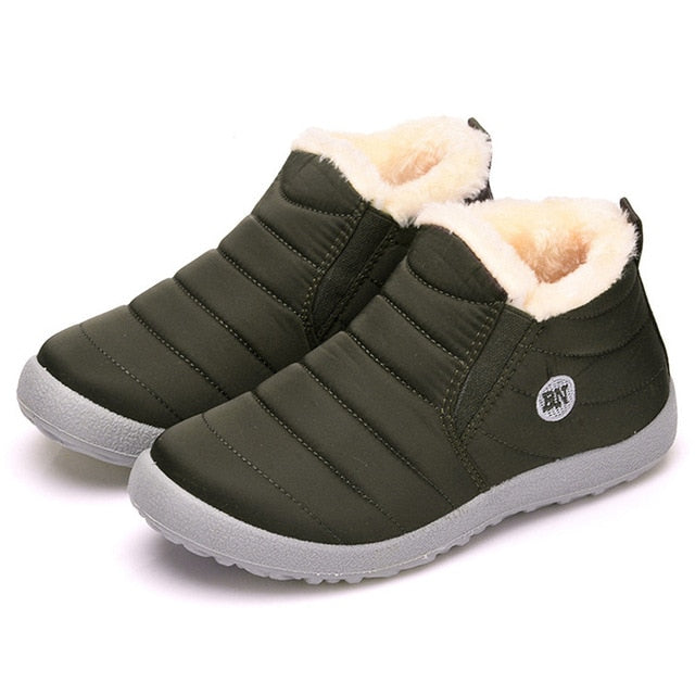 Ultralight Women Winter Waterproof Ankle Snow Boots Botas Mujer Boots Slip-On Flat Casual Shoes Plush Footwear
