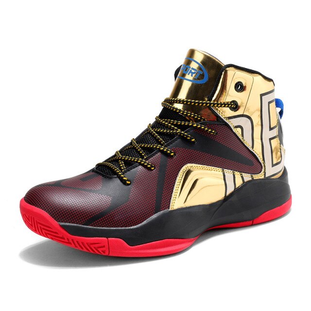 Golden Basketball Shoes Men High Top Sport Shoes Male Lightweight Outdoor Flat Shoes LaceUp Men Shoes Breathable Sneakers
