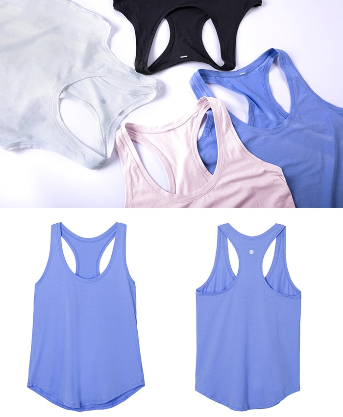 Women's Flowy Lightweight Pima Cotton Workout Tank Tops-Soft Racerback Athletic Yoga Tanks