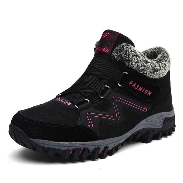 Winter Women's Snow Leather Warm Thick Plush Snow Boots Waterproof Wedge Suede Non-Slip Boots