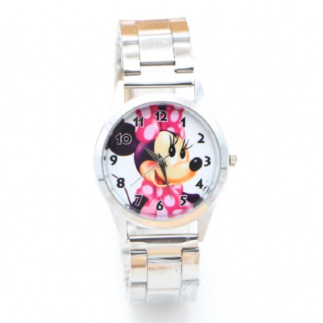 New Ladies Cute Minnie Luxury Full Stainless Steel Fashion Watches Kids Girls Women's Wristwatches Clock Relogio Kol Saati