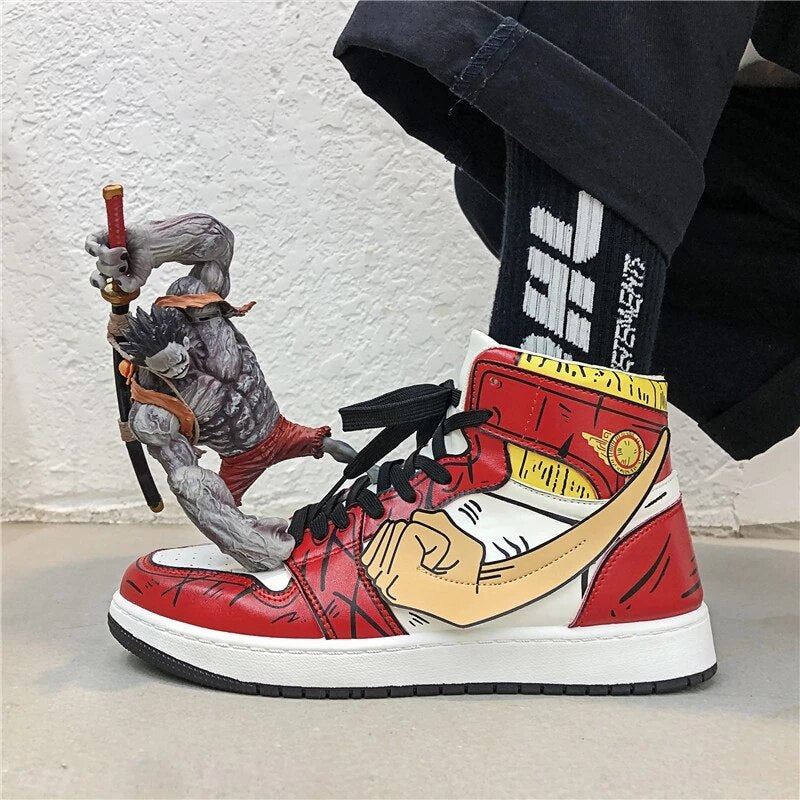 Sneakers Men Canvas Shoes Casual Vulcanized Shoes Male High Top Sneakers Cartoon Lace Up Breathable Trainers Zapatillas Hombre