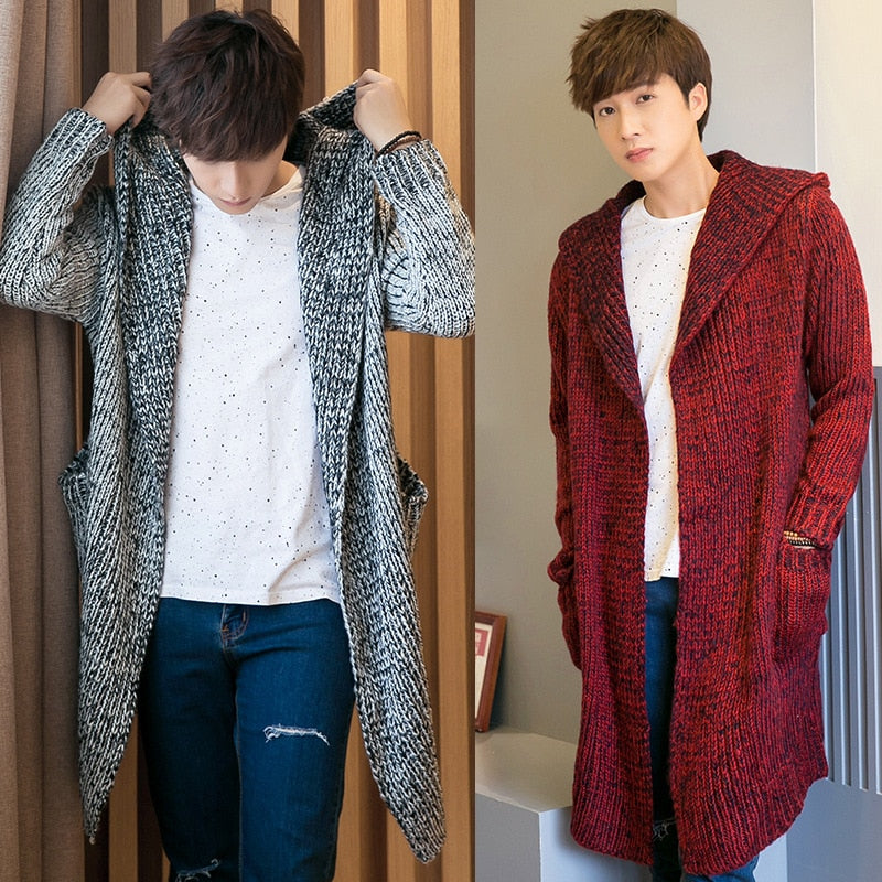 New winter men's sweater long windbreaker KNIT CARDIGAN SWEATER MENS fashion casual shoes
