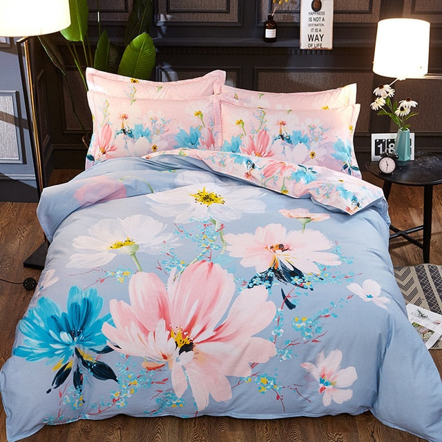 Luxury Classical Chinese Style Bedding Set 4pcs 100% Pima Cotton Blue and White Porcelain Duvet Cover Bed Sheet 2 Pillowcase