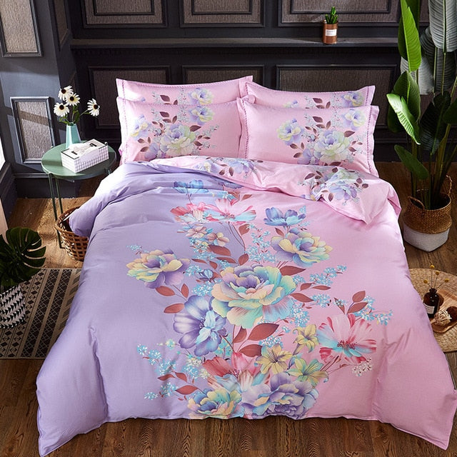 Luxury Classical Chinese Style Bedding Set 4pcs 100% Pima Cotton Blue and White Porcelain Duvet Cover Bed Sheet 2 Pillowcase