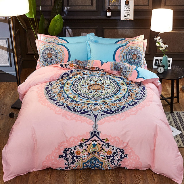Luxury Classical Chinese Style Bedding Set 4pcs 100% Pima Cotton Blue and White Porcelain Duvet Cover Bed Sheet 2 Pillowcase