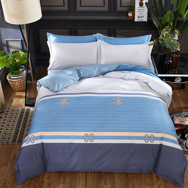 Luxury Classical Chinese Style Bedding Set 4pcs 100% Pima Cotton Blue and White Porcelain Duvet Cover Bed Sheet 2 Pillowcase