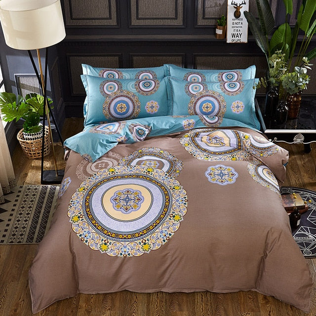 Luxury Classical Chinese Style Bedding Set 4pcs 100% Pima Cotton Blue and White Porcelain Duvet Cover Bed Sheet 2 Pillowcase