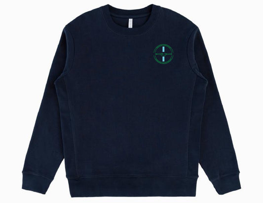 Organic Crewneck - Blue Strip Patch