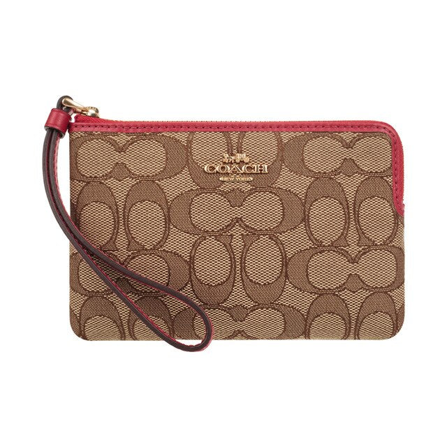 Coach Corner Zip Outlined Signature Canvas Wristlet F58033 wallet