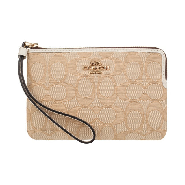 Coach Corner Zip Outlined Signature Canvas Wristlet F58033 wallet