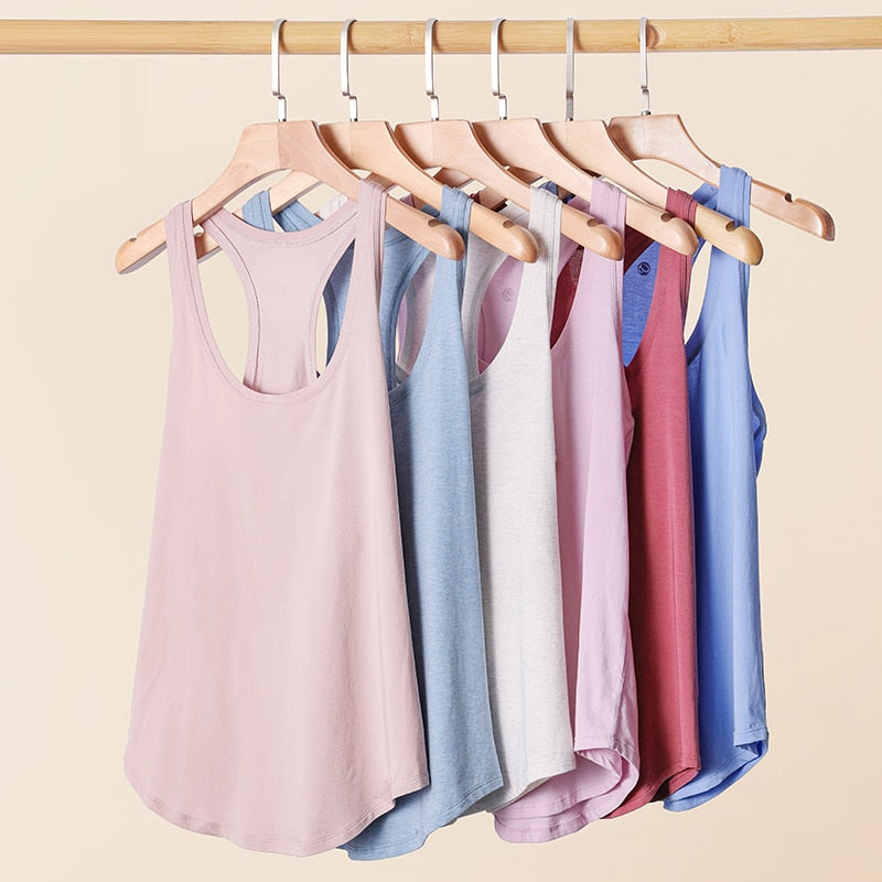 Women's Flowy Lightweight Pima Cotton Workout Tank Tops-Soft Racerback Athletic Yoga Tanks