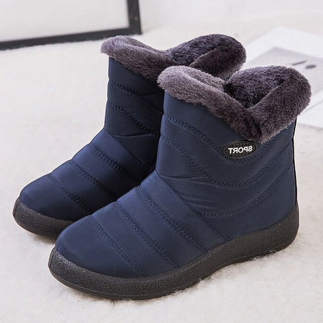Women's Non-Slip Winter Snow Boots Fur Ankle Down Waterproof Booties Botas Mujer Sizes 40-43