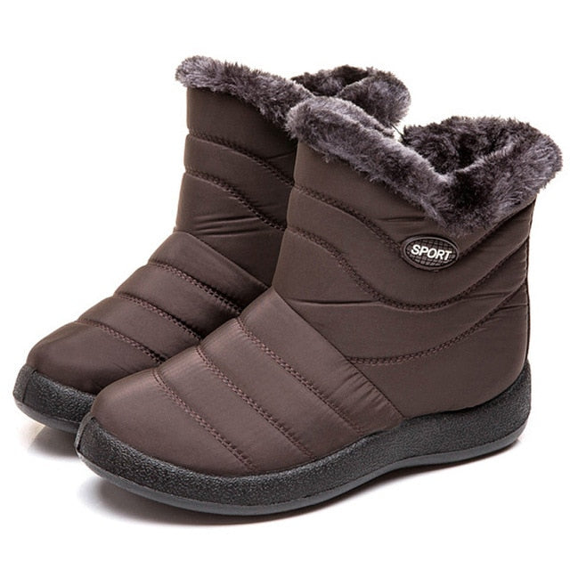 Women's Non-Slip Winter Snow Boots Fur Ankle Down Waterproof Booties Botas Mujer Sizes 40-43