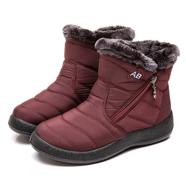 Women's Non-Slip Winter Snow Boots Fur Ankle Down Waterproof Booties Botas Mujer Sizes 40-43