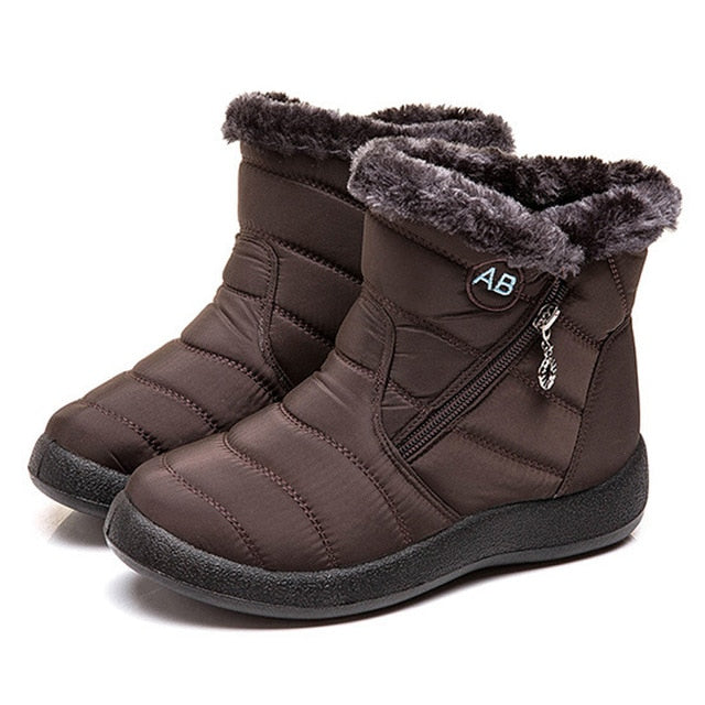 Women's Non-Slip Winter Snow Boots Fur Ankle Down Waterproof Booties Botas Mujer Sizes 40-43