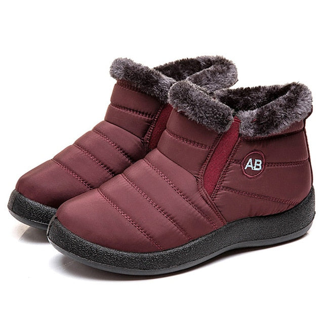 Women's Non-Slip Winter Snow Boots Fur Ankle Down Waterproof Booties Botas Mujer Sizes 40-43