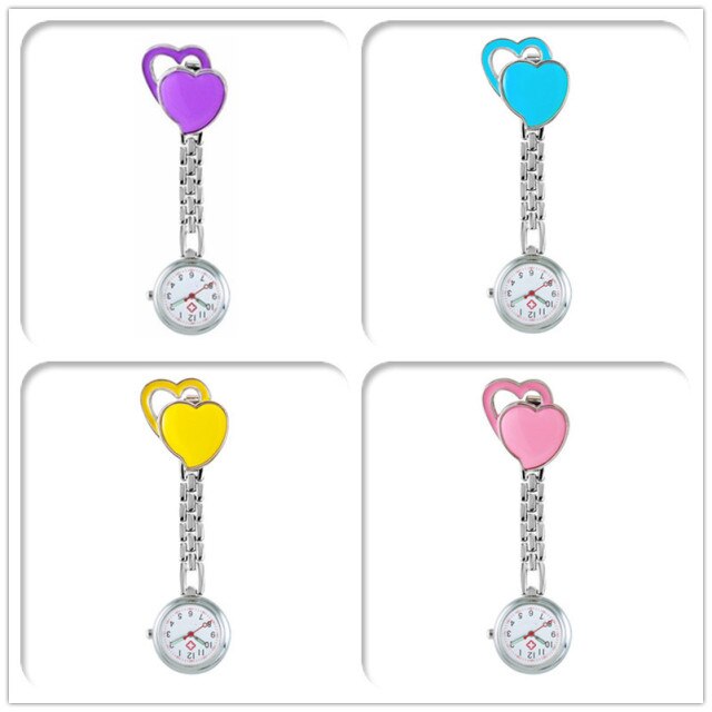 Double heart nurse watch heart shape nurse watch luminous waterproof hanging watch