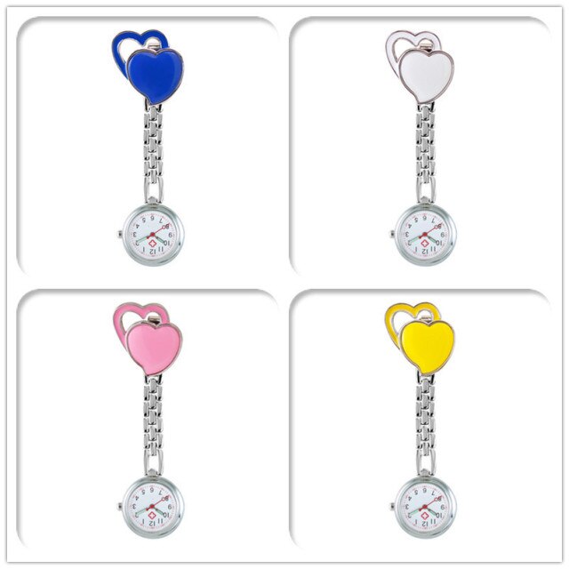 Double heart nurse watch heart shape nurse watch luminous waterproof hanging watch