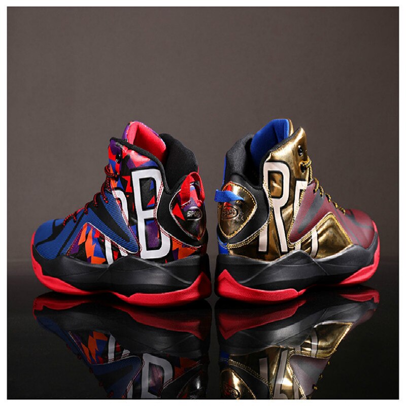 Golden Basketball Shoes Men High Top Sport Shoes Male Lightweight Outdoor Flat Shoes LaceUp Men Shoes Breathable Sneakers