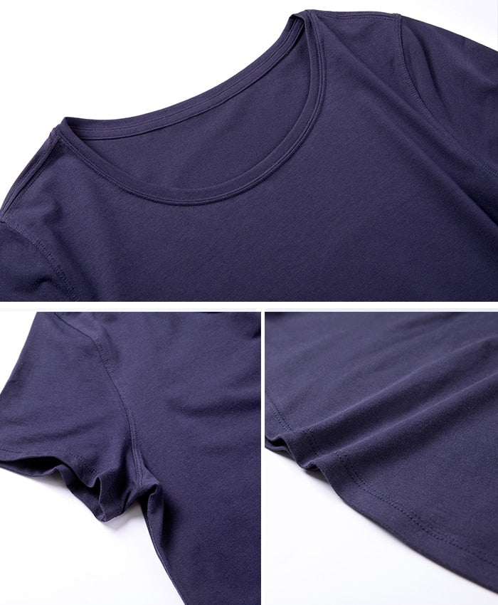 YOGA Women's Pima Cotton Fitness Round Neck Short Sleeve Tee