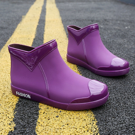 SWYIVY Women Waterproof Rain Boots Ankle Shoes Autumn Water Shoes Rain Ankle Boots Flats